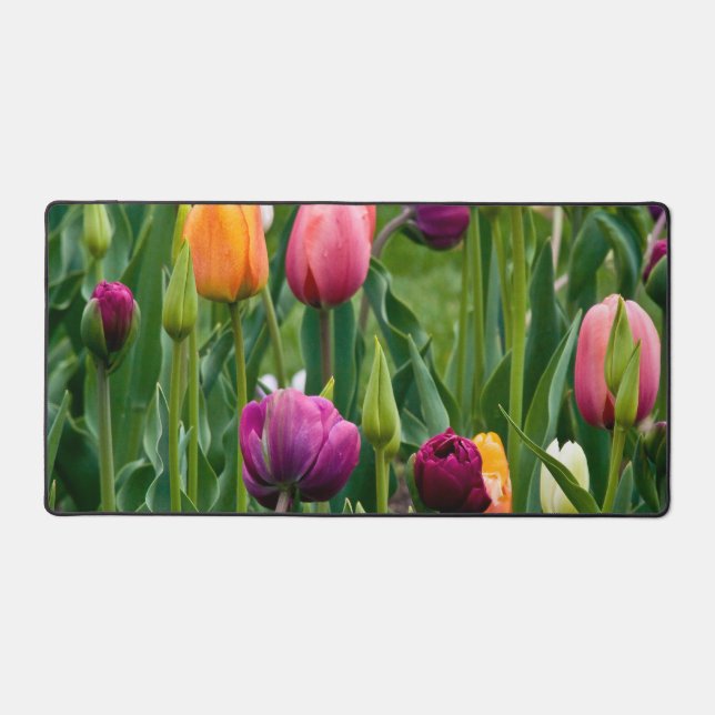 Colorful Tulips Print Desk Mat (Front)