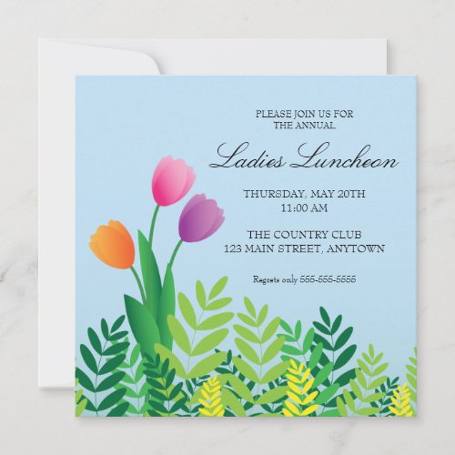 Colorful Tulips Spring Luncheon Invitation