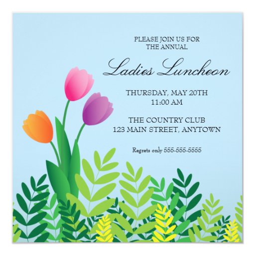 Colorful Tulips Spring Luncheon Invitation | Zazzle