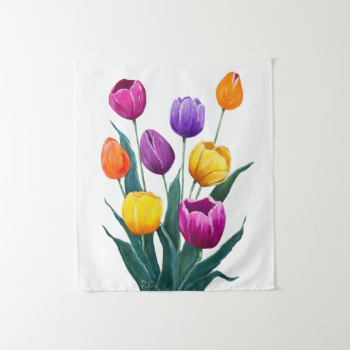 Colorful Tulips Tapestry