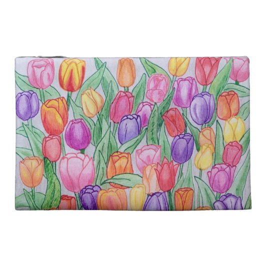 Colorful Tulips Travel Accessory bag (Back)