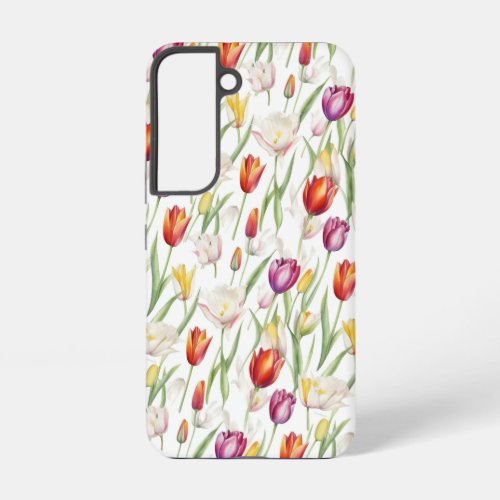 Colorful Tulips Watercolor AI Art Samsung Galaxy S22 Case