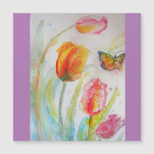 Colorful Tulips Watercolor Fridge Magnet