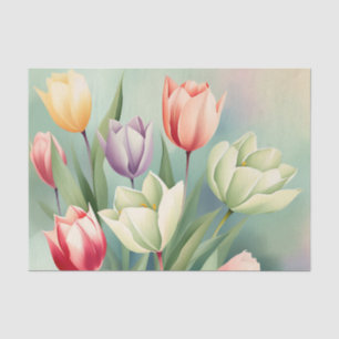 Colorful Tulips Watercolor Romantic Tissue Paper