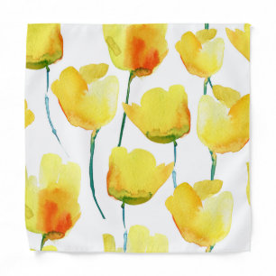Colorful Tulips Watercolor: Seamless Illustration Bandana