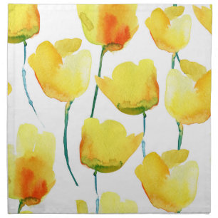 Colorful Tulips Watercolor: Seamless Illustration Cloth Napkin