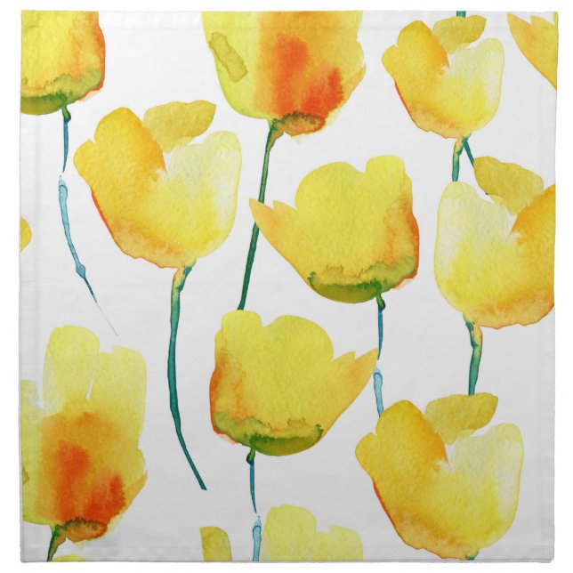 Colorful Tulips Watercolor: Seamless Illustration Cloth Napkin (Front)