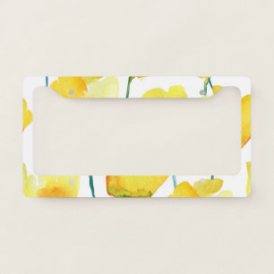 Colorful Tulips Watercolor: Seamless Illustration License Plate Frame
