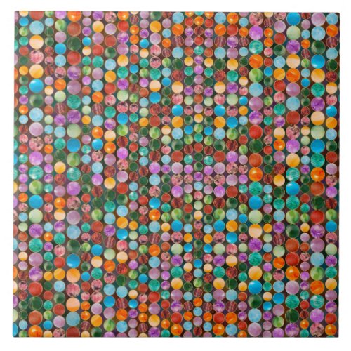 Colorful Tumbled Gemstones Beads Ceramic Tile
