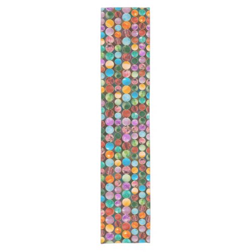 Colorful Tumbled Gemstones Beads Short Table Runner
