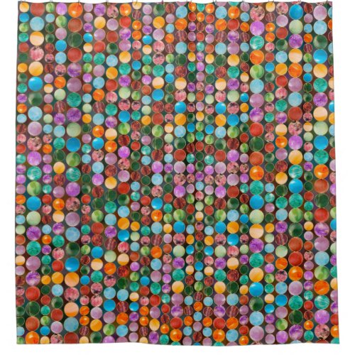 Colorful Tumbled Gemstones Beads Shower Curtain
