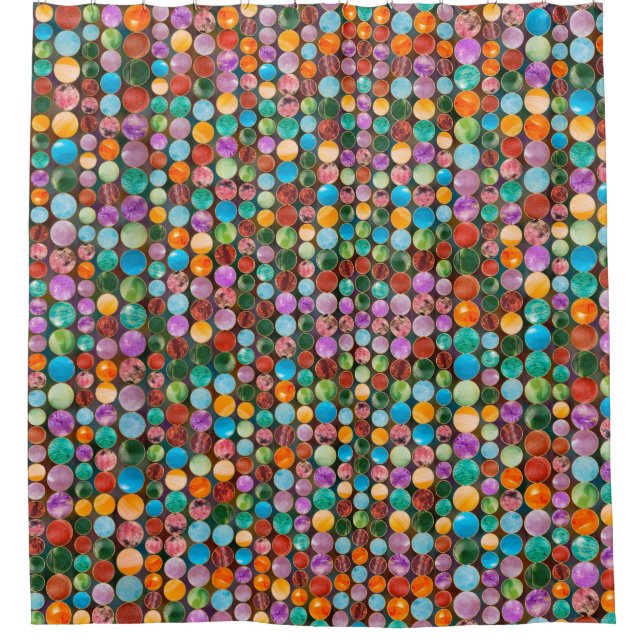 Colorful Tumbled Gemstones Beads Shower Curtain (Front)
