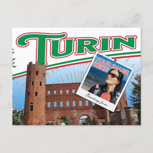Colorful Turin Italy photo collage Postcard