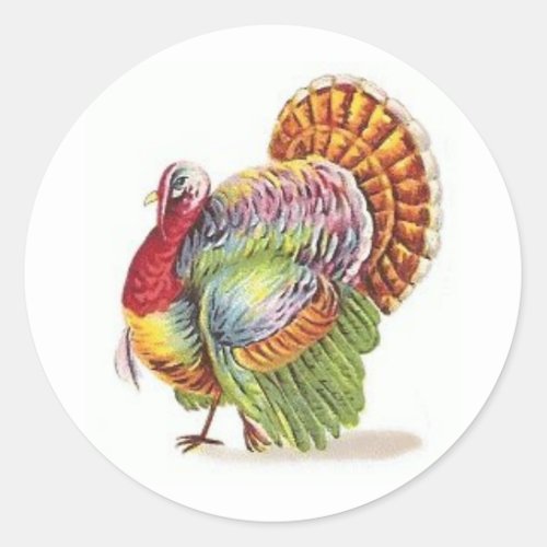 colorful turkey classic round sticker