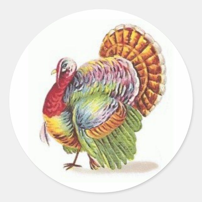 colorful turkey classic round sticker (Front)