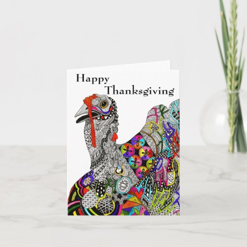 Colorful Turkey Happy Thanksgiving Greeting Card
