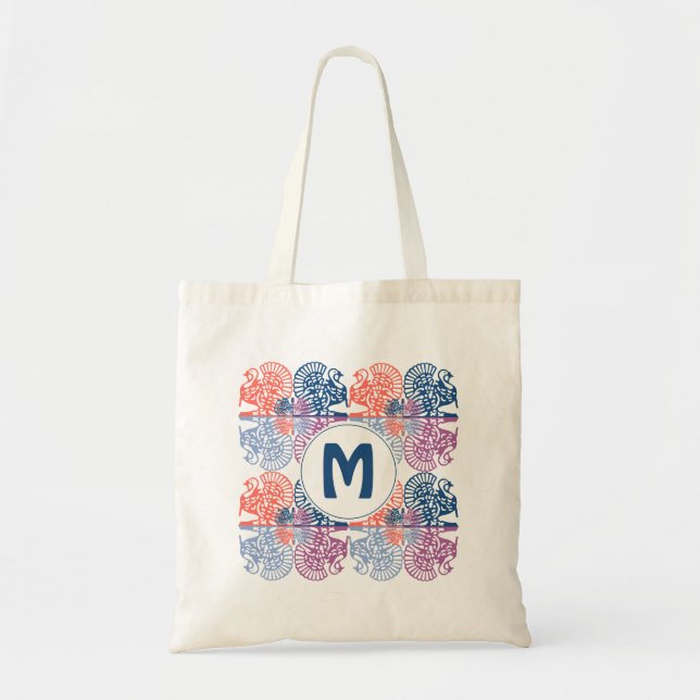 Colorful TURKEY Pattern | Monogram Tote Bag (Front)