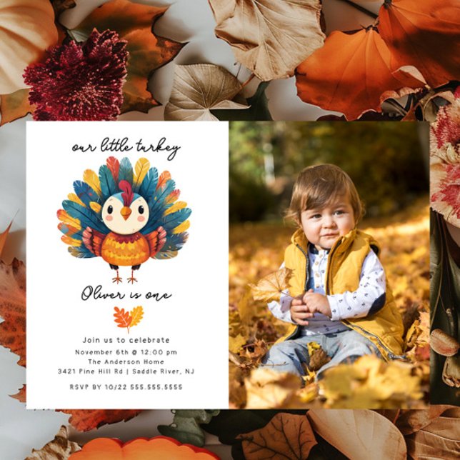 Colorful Turkey Photo Birthday Invitation (Creator Uploaded)