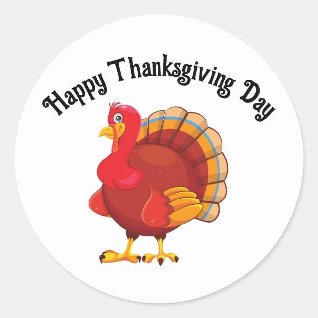 Colorful Turkey Round Sticker (Front)