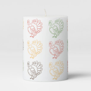 Colorful Turkey Thanksgiving Pillar Candle