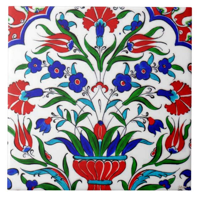 Colorful Turkish Floral Ceramic Tile. Tile (Front)