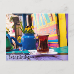 Colorful Turkish Tea in Istanbul, Turkey Postcard