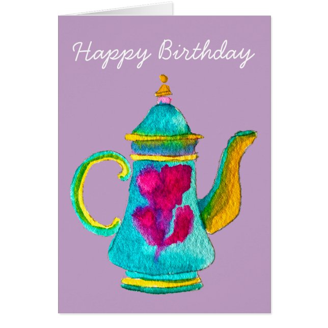 Colorful Turkish teapot watercolor Cards (Front)