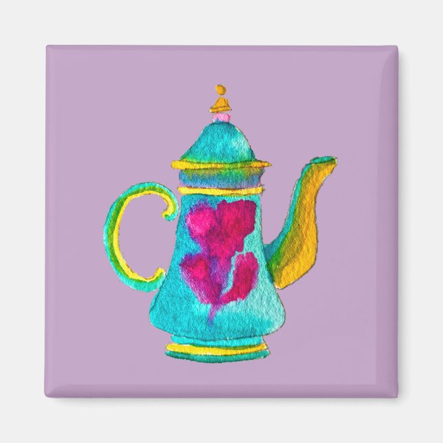 Colorful Turkish teapot watercolor Magnet (Front)