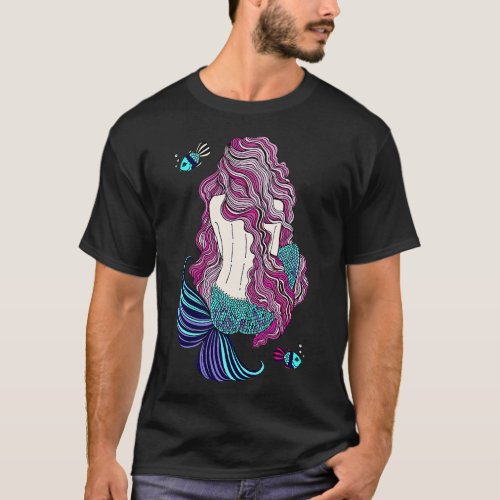 Colorful Turqoise Female Mermaid Deepsea Diver Sai T_Shirt