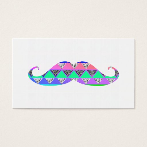 Customizable Colorful Turquoise Aztec Pattern Mustache Business Card Template