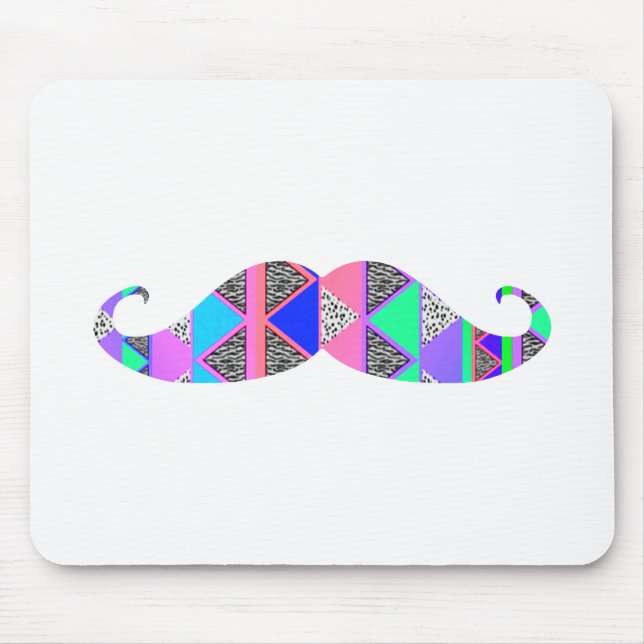 Colorful Turquoise Aztec Pattern Mustache Mouse Pad (Front)