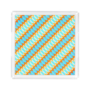 Colorful Turquoise Blue Orange Yellow Pattern Acrylic Tray