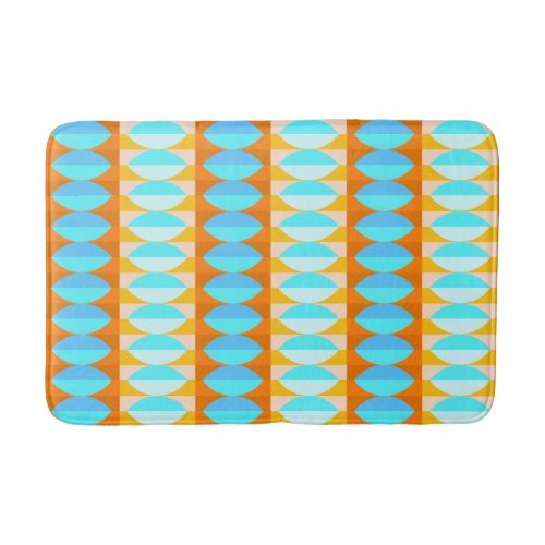 Colorful Turquoise Blue Orange Yellow Pattern Bath Mat