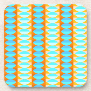 Colorful Turquoise Blue Orange Yellow Pattern Beverage Coaster