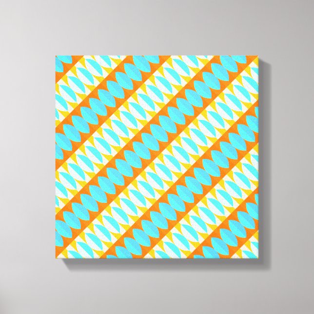 Colorful Turquoise Blue Orange Yellow Pattern Canvas Print (Front)