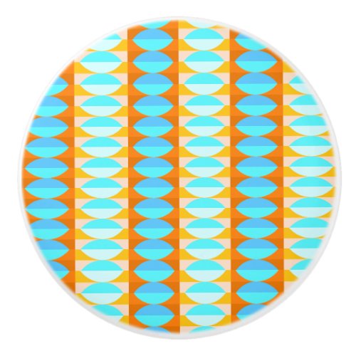 Colorful Turquoise Blue Orange Yellow Pattern Ceramic Knob