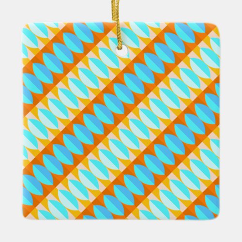 Colorful Turquoise Blue Orange Yellow Pattern Ceramic Ornament