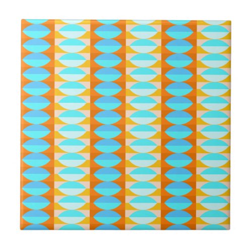 Colorful Turquoise Blue Orange Yellow Pattern Ceramic Tile