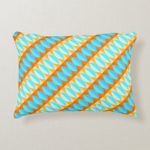 Colorful Turquoise Blue Orange Yellow Pattern Decorative Pillow