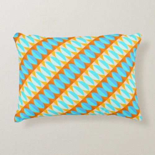Colorful Turquoise Blue Orange Yellow Pattern Decorative Pillow