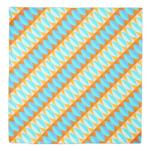 Colorful Turquoise Blue Orange Yellow Pattern Duvet Cover