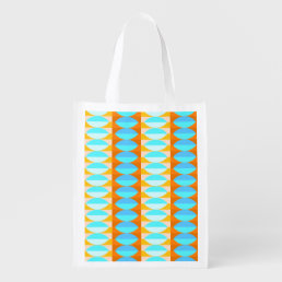 Colorful Turquoise Blue Orange Yellow Pattern Grocery Bag