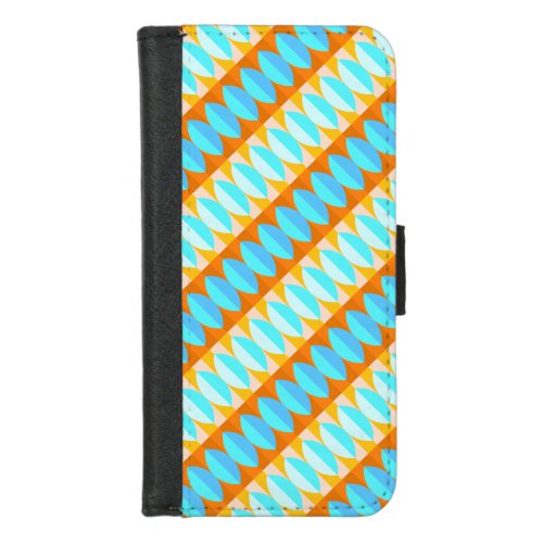 Colorful Turquoise Blue Orange Yellow Pattern iPhone 87 Wallet Case