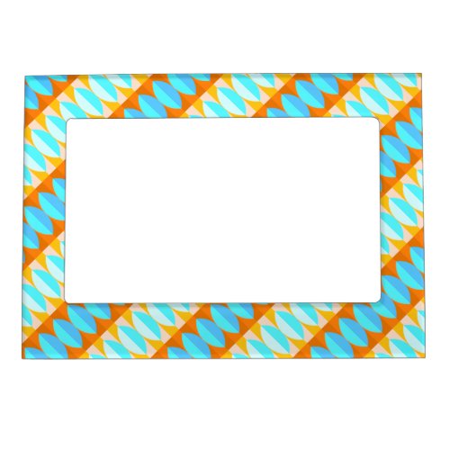 Colorful Turquoise Blue Orange Yellow Pattern Magnetic Frame