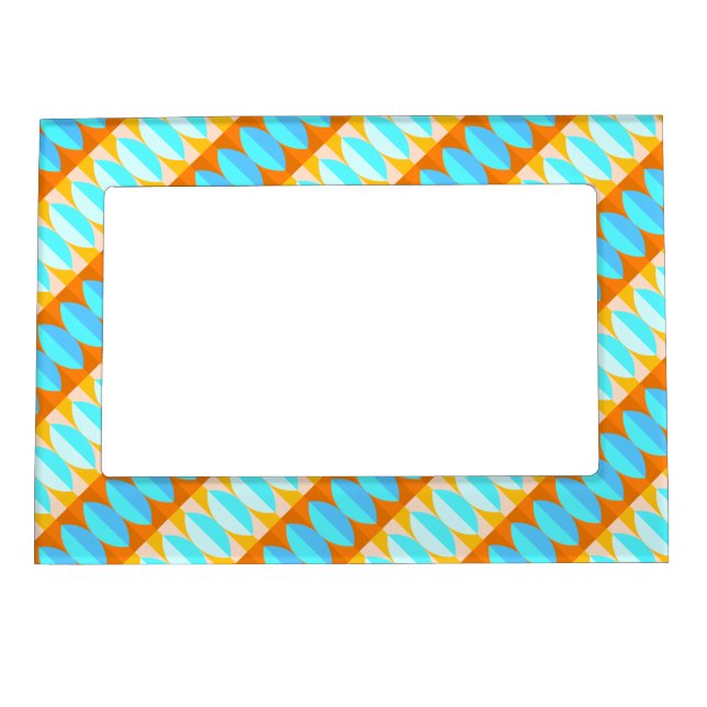 Colorful Turquoise Blue Orange Yellow Pattern Magnetic Frame (Front)