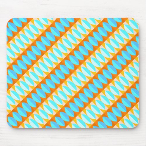 Colorful Turquoise Blue Orange Yellow Pattern Mouse Pad