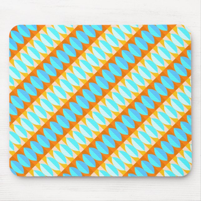 Colorful Turquoise Blue Orange Yellow Pattern Mouse Pad (Front)