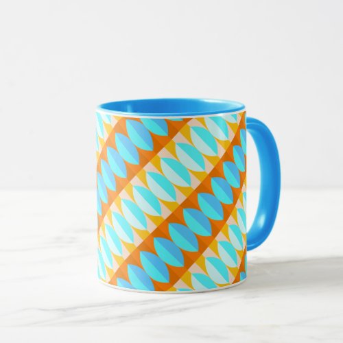 Colorful Turquoise Blue Orange Yellow Pattern Mug