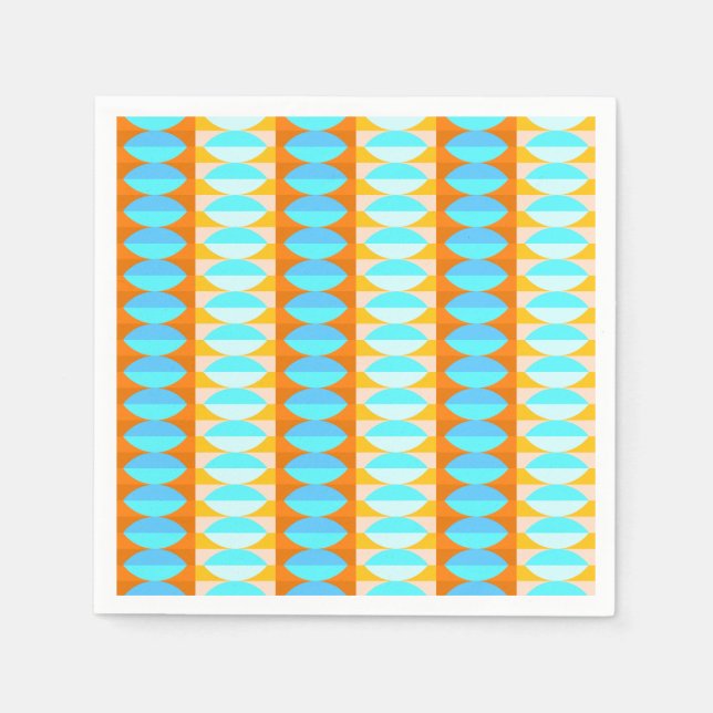 Colorful Turquoise Blue Orange Yellow Pattern Napkins (Front)