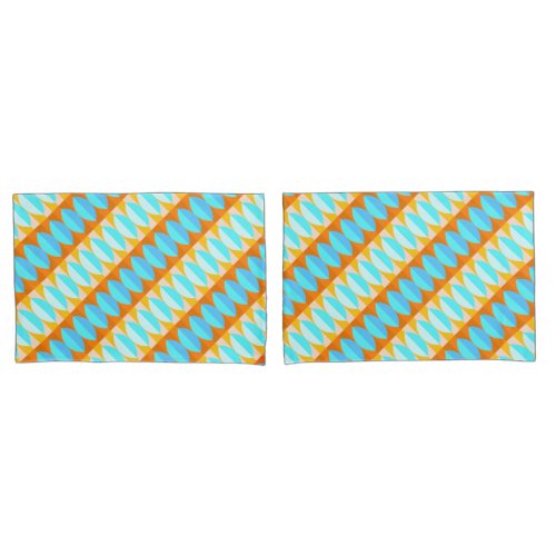 Colorful Turquoise Blue Orange Yellow Pattern Pillow Case